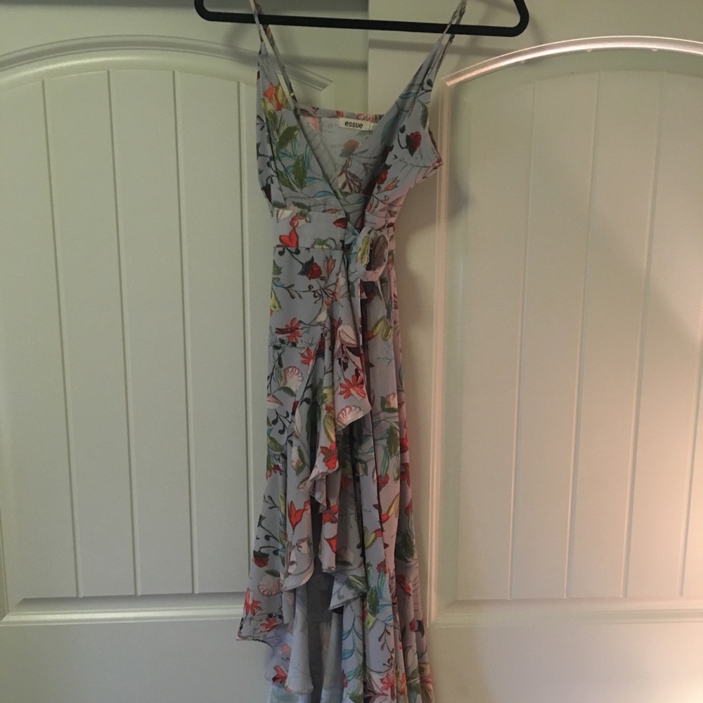 Spaghetti strap, high-low, wrap-around dress